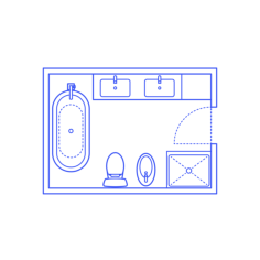 Layouts Bathrooms Primary Luxury Bidet 2 Wall Center Sketch Drawing Svg Vector, Free Vectors File
